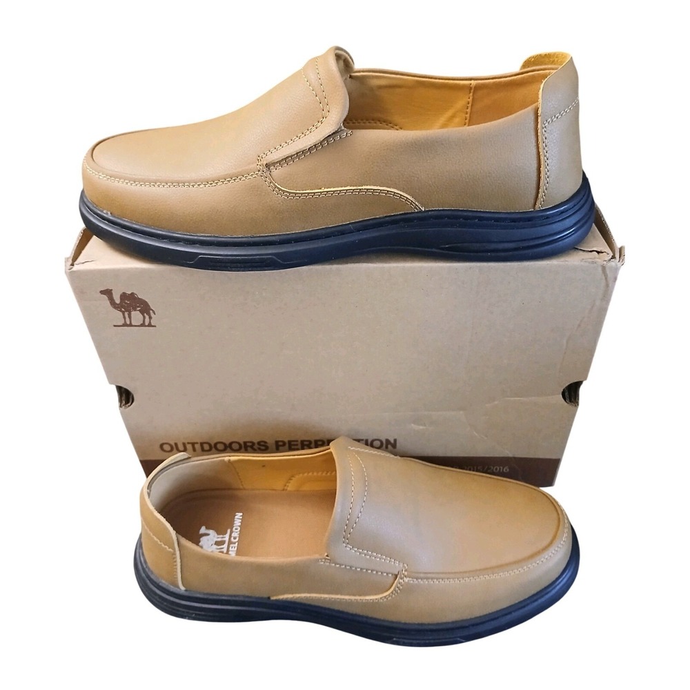 CAMEL CROWN Men's Brown Leather Slip On Shoes CASUAL COMFORT Size 9.5‎ NEW #963